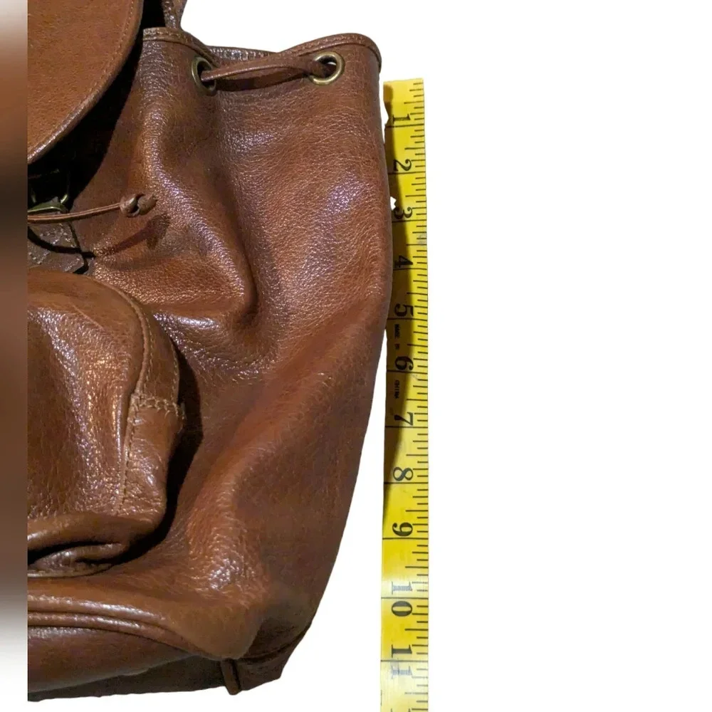 Overland Outfitters Brown Leather Backpack Zip Top Adjustable Straps Pockets